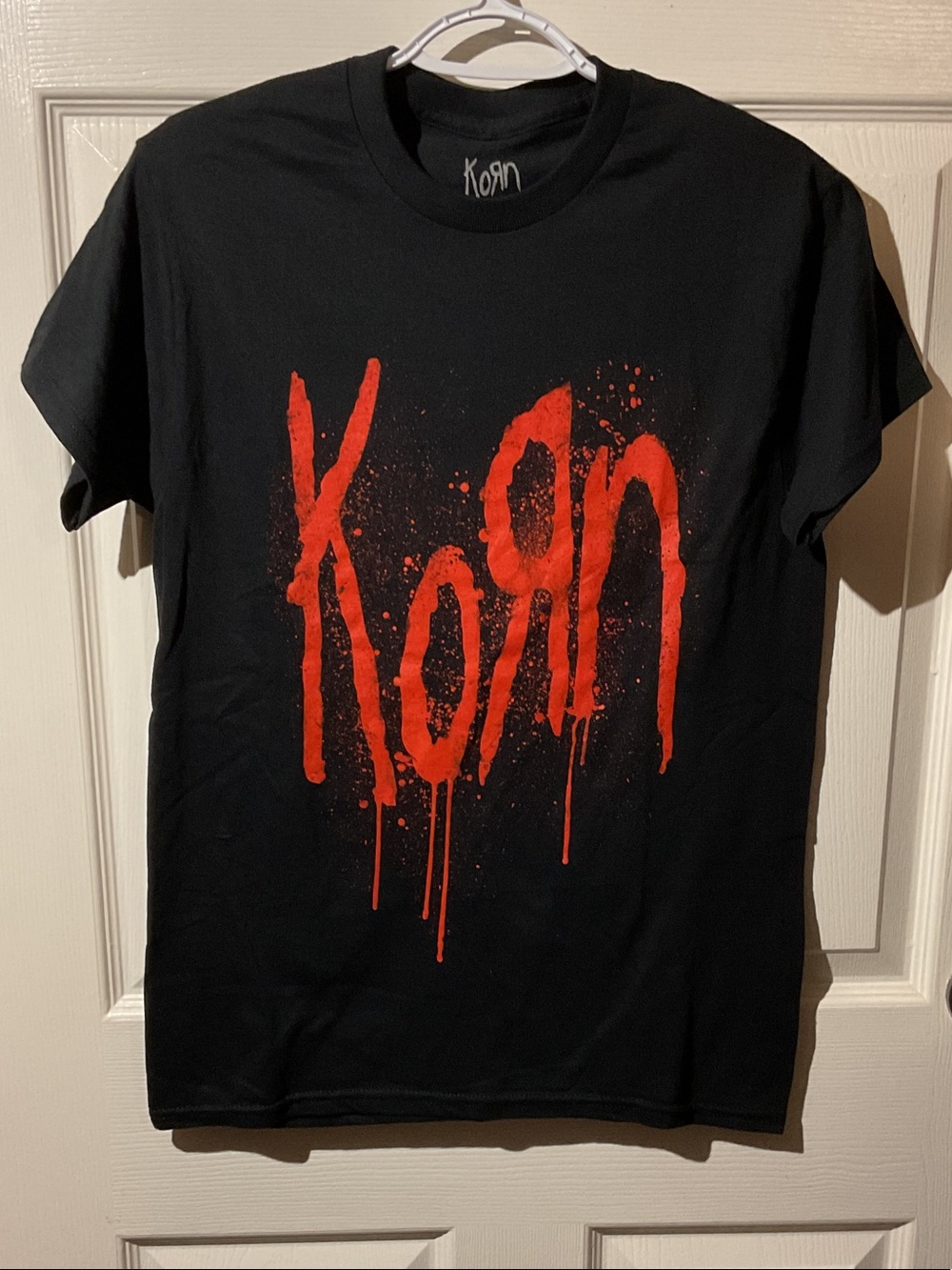Korn Men’s Black Short Sleeve Graphic Tee with Red Logo